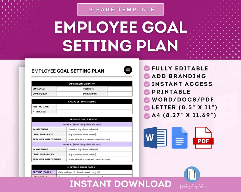 Employee Goal Setting Plan and Review Template, Employee Performance ...