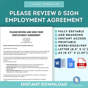 Revise y firme su plantilla de carta de acuerdo de empleo, carta de revisión de acuerdo de empleo, plantilla de carta de acuerdo de oferta de trabajo