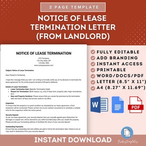 Aviso de terminación del contrato de arrendamiento Carta del propietario, Aviso de finalización del contrato de arrendamiento por parte del propietario, Aviso de terminación del contrato de arrendamiento del propietario, Terminación del contrato de arrendamiento