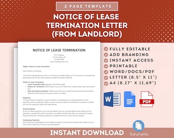 Notice of Lease Termination Letter From Landlord, Lease End Notice by Landlord, Landlord Lease Termination Notice, Rental Lease Termination