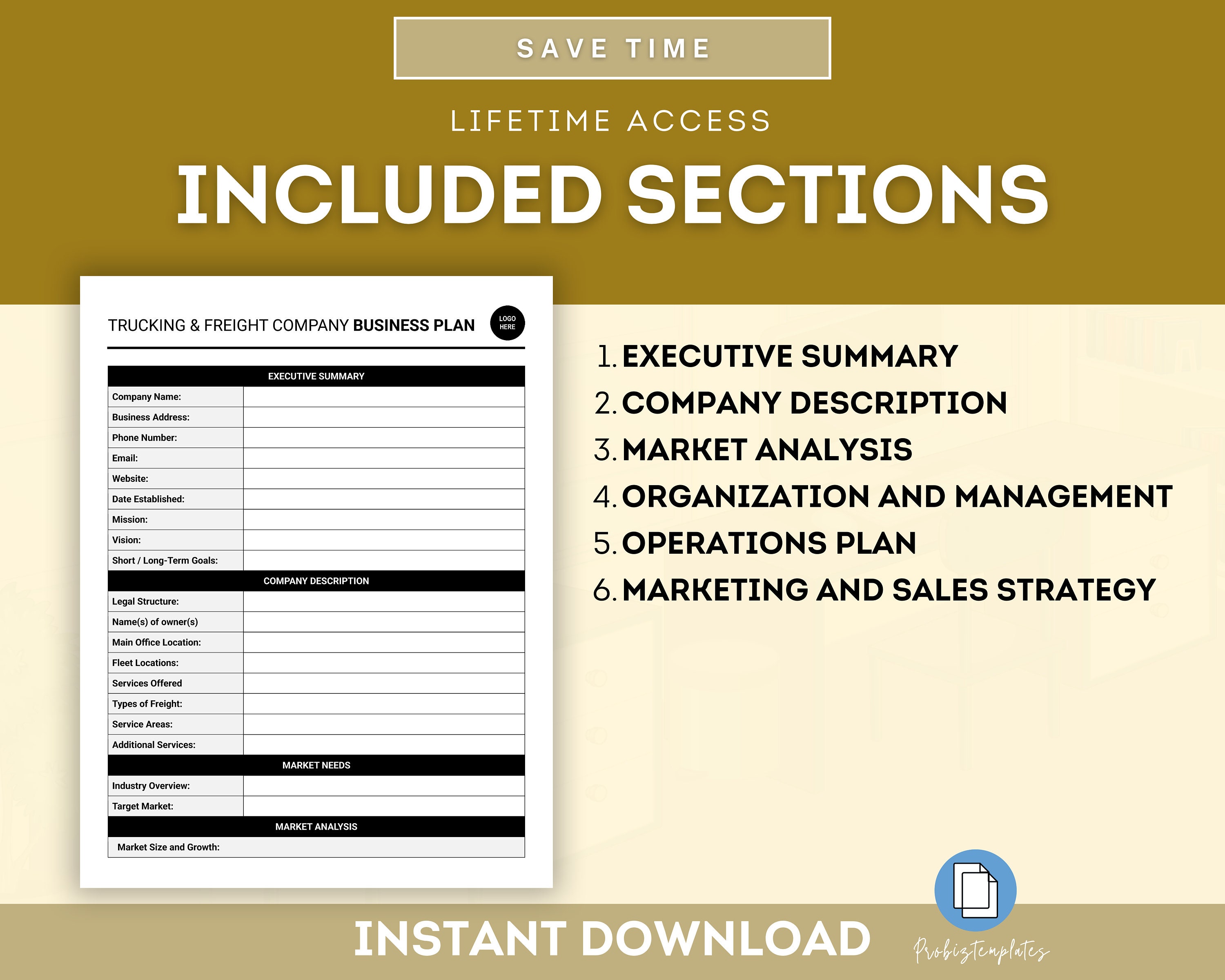 Trucking and Freight Company Business Plan Template, Freight Business ...