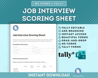 Job Interview Online Scoring Sheet, Human Resources Interview Evaluation Form, Interview Assessment, Candidate Feedback, MS Forms & Tally