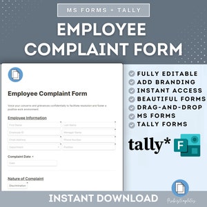 Employee Complaint Online Form, Employee Grievance, Staff Complaint Form, HR Employee Complaint Form, Workplace Concern, MS Forms & Tally