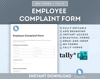 Employee Complaint Online Form, Employee Grievance, Staff Complaint Form, HR Employee Complaint Form, Workplace Concern, MS Forms & Tally