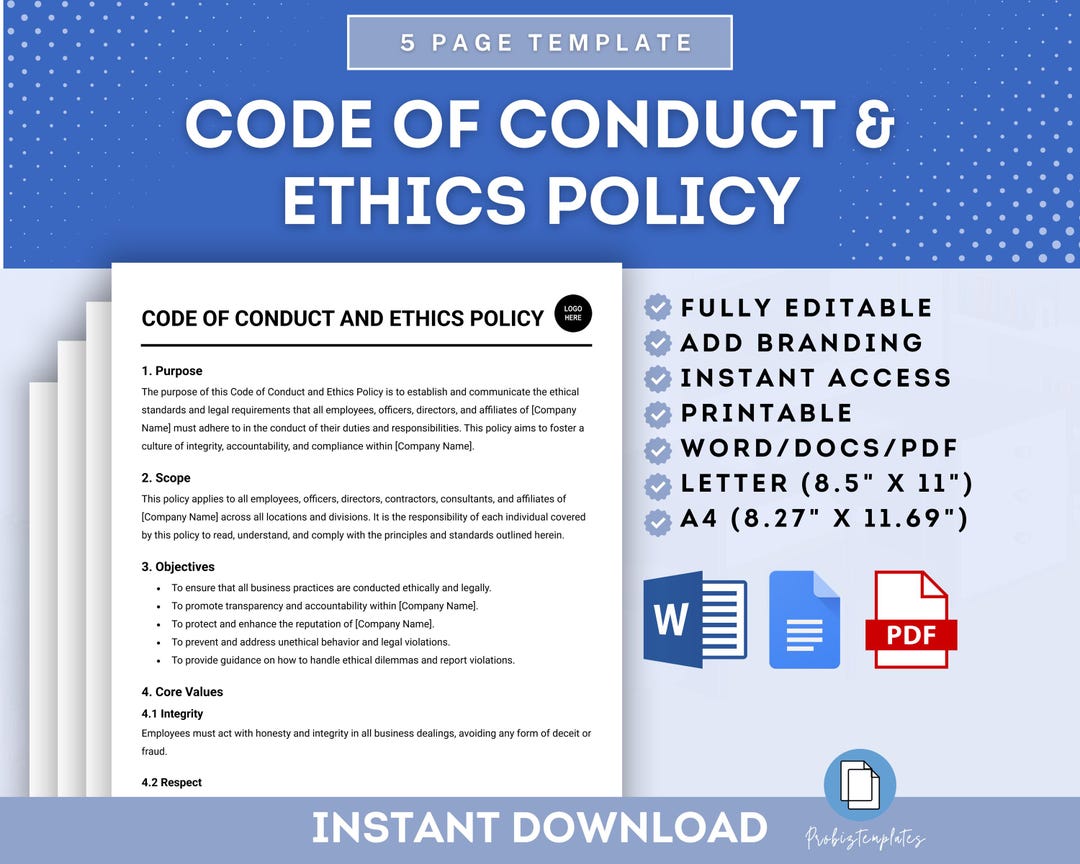 Image 9 for Business Ethics Policy Template