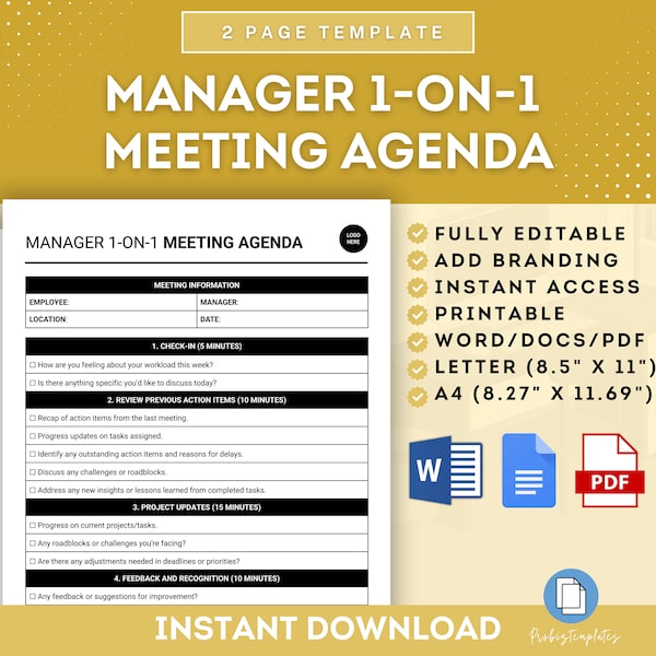 Manager 1-On-1 Meeting Agenda Template, Supervisor One-on-One Meeting Agenda, Managerial Meeting Format, Staff Meeting, Project Meeting