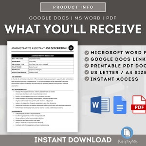 Administrative Assistant Office Administrator Job Description Template ...