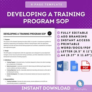 Entwicklung eines Trainingsprogramms SOP-Vorlage, Vorlage für das Trainingsprogramm, SOP für Trainingsprogramm, SOP-Vorlage für Mitarbeiterschulung