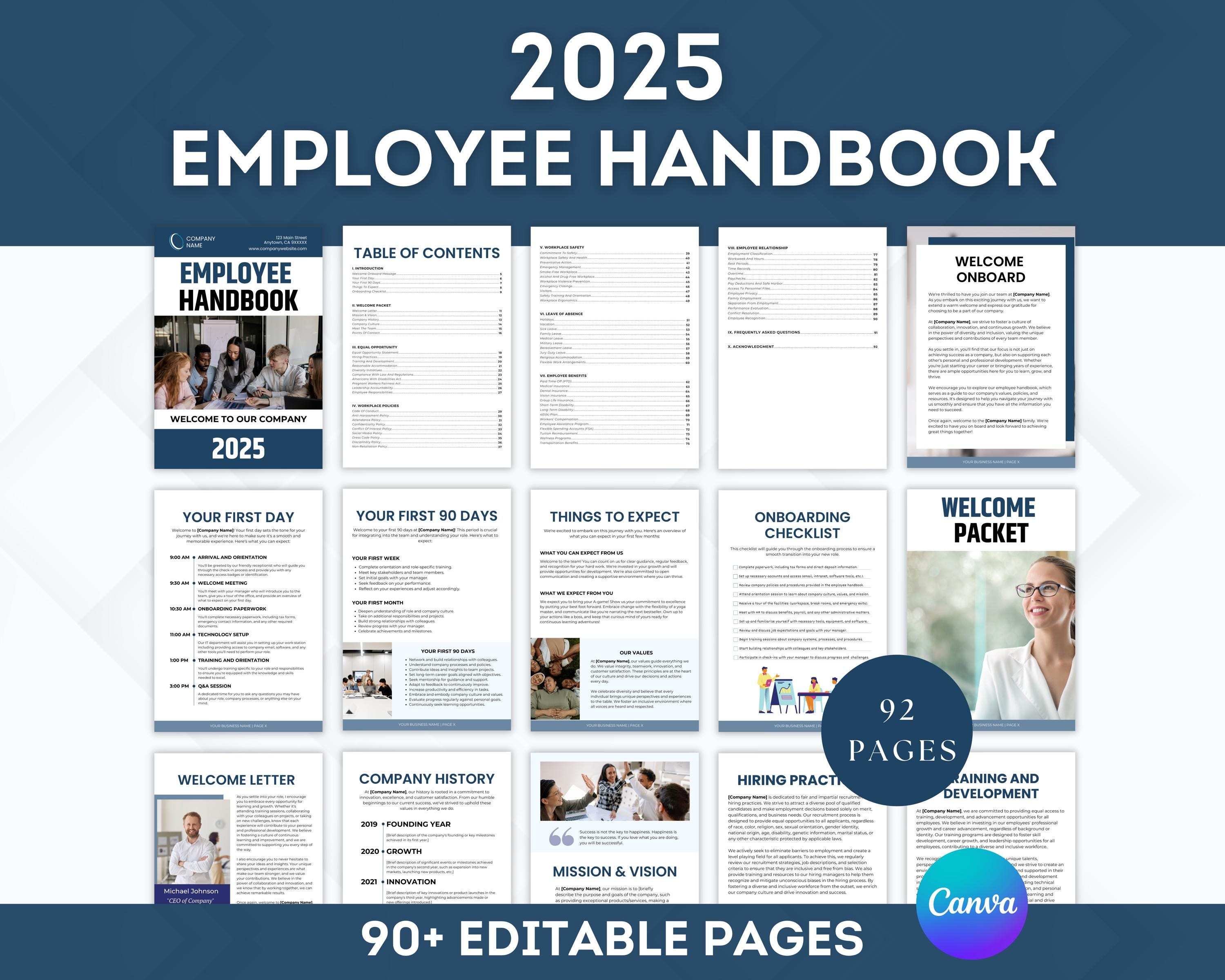 Employee Handbook, New Hire Welcome Packet, HR Employee Onboarding Templates, New Hire Handbook 2025, Employee Welcome Package, HR Manual