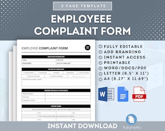 Employee Complaint Form Template, Employee Grievance Form, Staff Complaint Form, Human Resources Employee Complaint Form, Workplace Concern