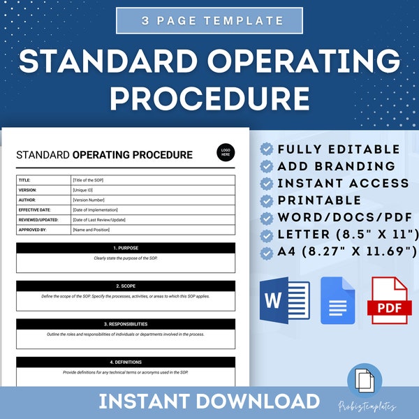 Modèle de procédure opérationnelle standard, document commercial MON, procédure de travail des employés, modèle de directives de travail des ressources humaines opérationnelles