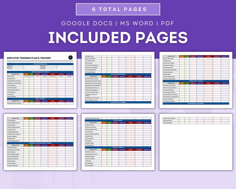 Employee Training Plan and Tracker Template for Microsoft Word & Google ...