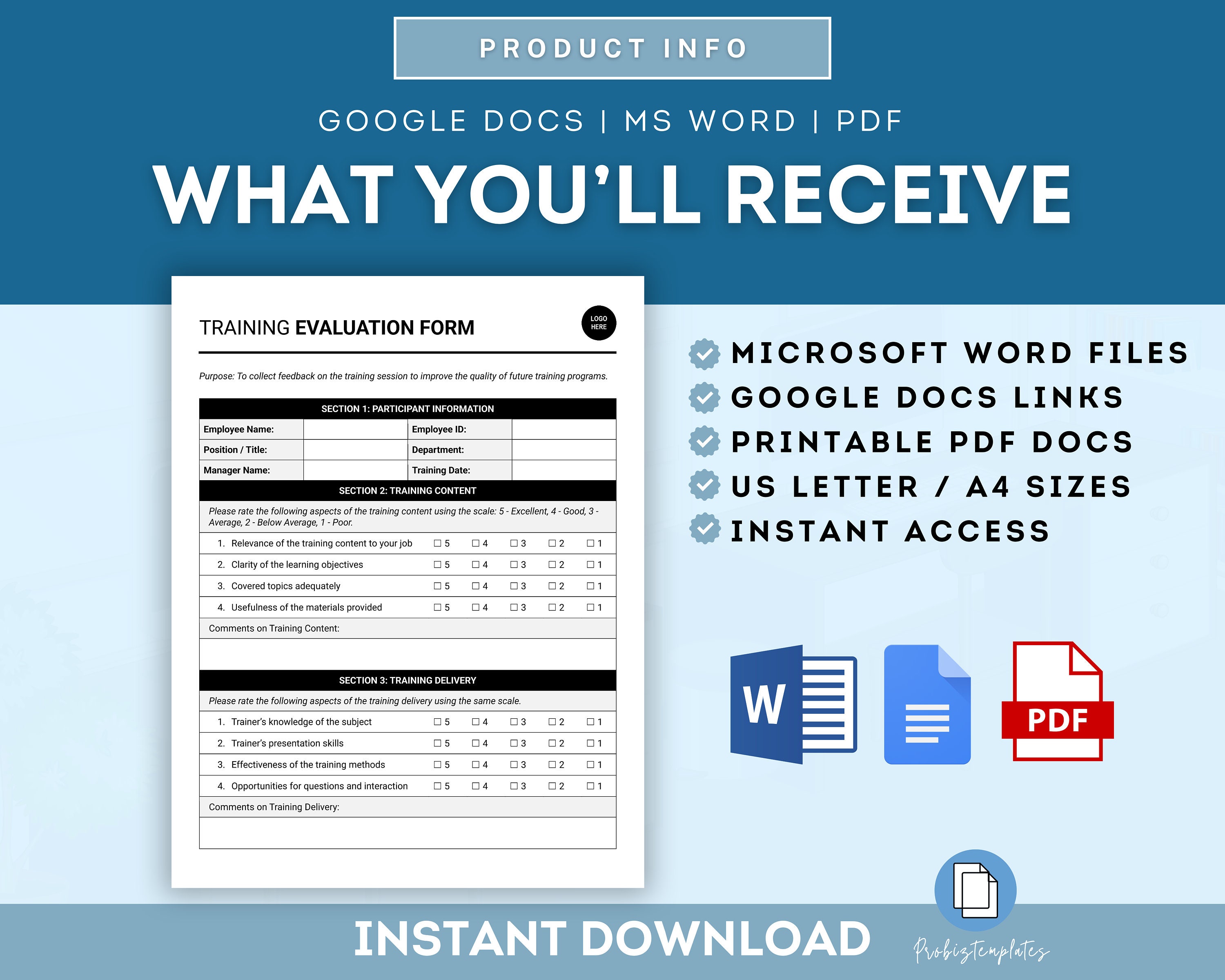 Training Evaluation Form, Employee Training Feedback, Training ...