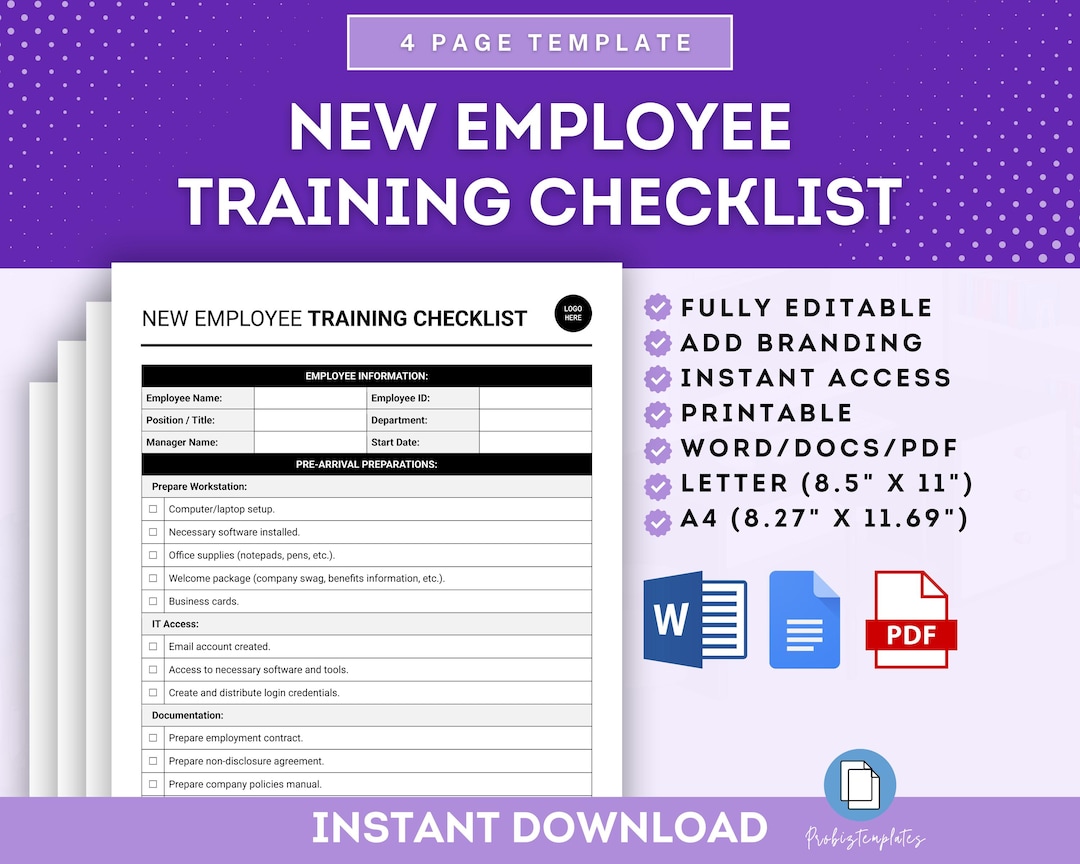 New Employee Training Checklist, Onboarding Training Checklist ...