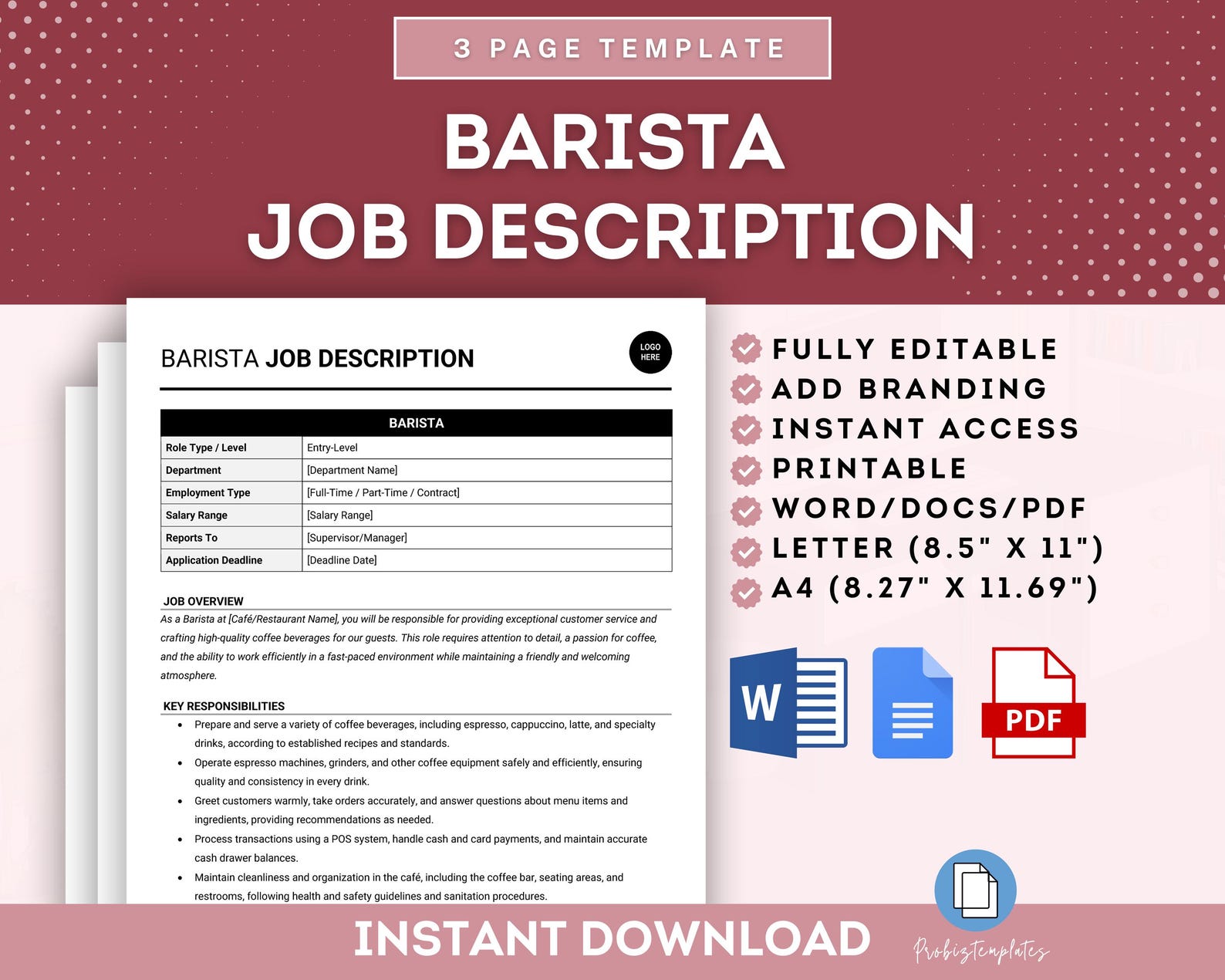 Barista Job Description Template, Coffee Shop Barista Responsibilities ...
