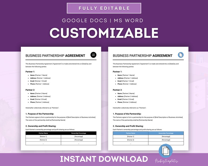 Partner Service Template Business Partnership Agreement Template, Collaborative Business ...