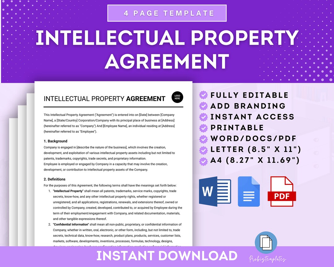 Intellectual Property Agreement Template, HR Onboarding Intellectual ...