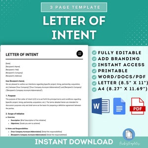 Modelo de carta de intenções, carta de intenções comerciais, carta de intenção de prosseguir, modelo LOI