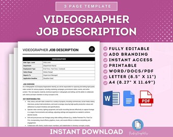 Videographer Job Description Template, Video Production Specialist, Videography Role, Video Content Creator, Videographer Responsibilities