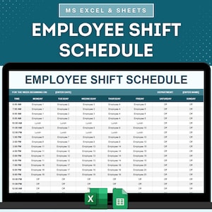 Employee Shift Schedule Spreadsheet, Work Schedule Template, Staff Duties, Employee Duty Schedule, Team Shift Schedule, Staff Shift Calendar