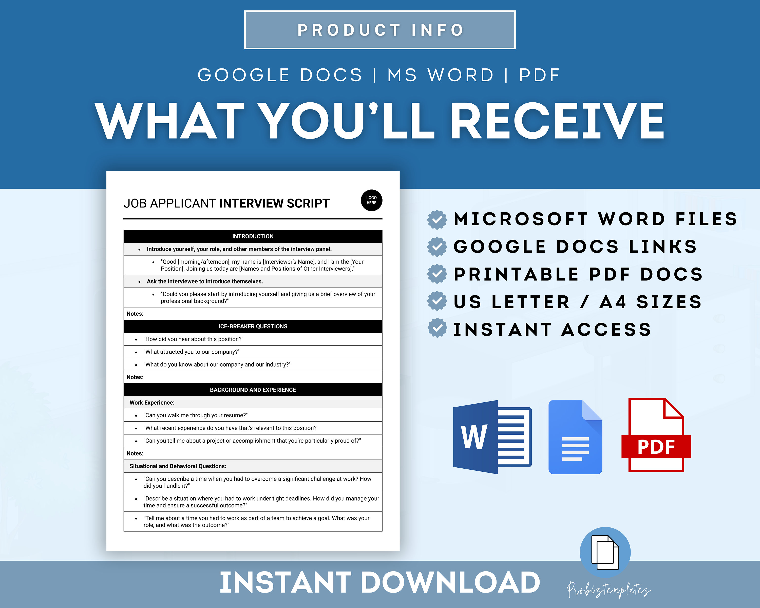 Job Applicant Interview Script Template, Interview Questions Script ...
