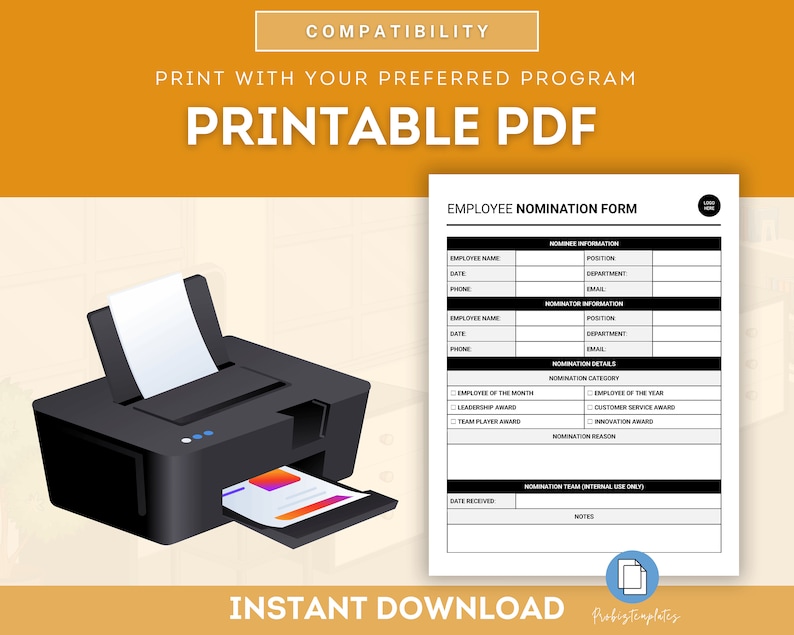 Employee Nomination Form Template, Staff Recognition Nomination ...