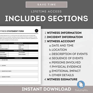Testimony Time Form Workplace Incident Witness Statement Form, HR Investigation Witness ...