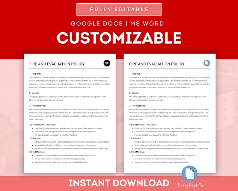 Fire and Evacuation Policy Template, Emergency and Safety Training for ...
