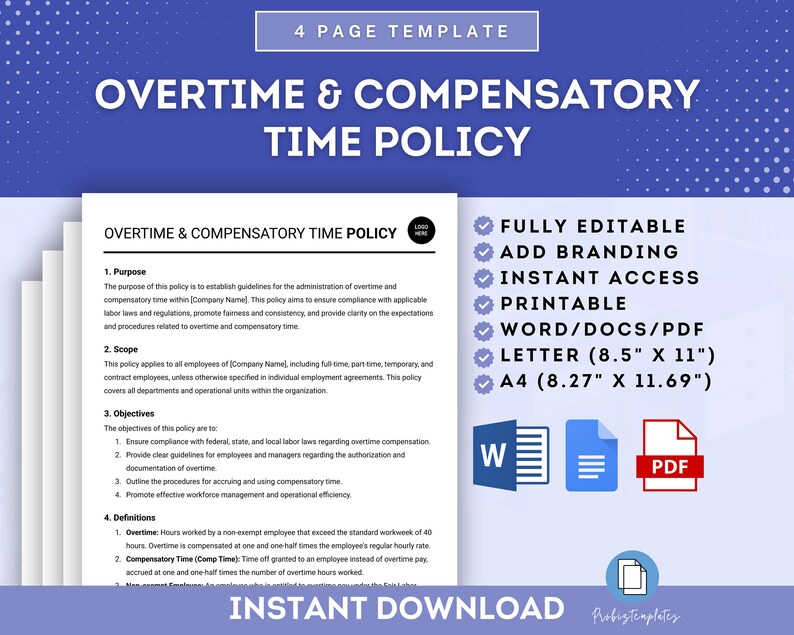 Overtime and Compensatory Time Policy, Comp Time Policy, Overtime Pay ...