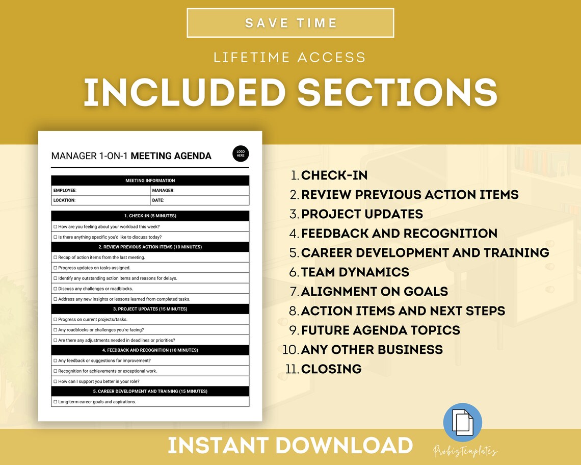 Manager 1-on-1 Meeting Agenda Template, Supervisor One-on-one Meeting ...