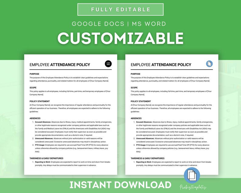 Employee Attendance Policy Template, Staff Attendance Policy, Work ...