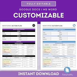 Mentoring Action Plan Template, Mentoring Roadmap Template, Coaching ...