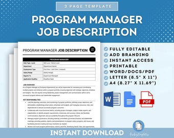 Program Manager Job Description, IT Program Manager Job Description, Non-Profit Program Manager Job Description, Program Director Duties