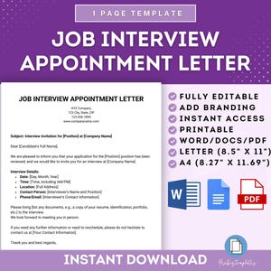 Plantilla de carta de cita de entrevista de trabajo, carta de programación de entrevista, carta de invitación a entrevista, plantilla de aviso de entrevista de candidato