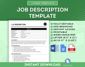 Job Description Template, Job Description Form, Employee Onboarding, Job Template, HR Forms, Job Summary Form, Editable Job Description Form