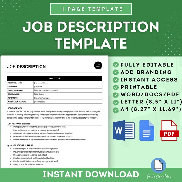 Job Description Template Etsy Job Description Template Etsy