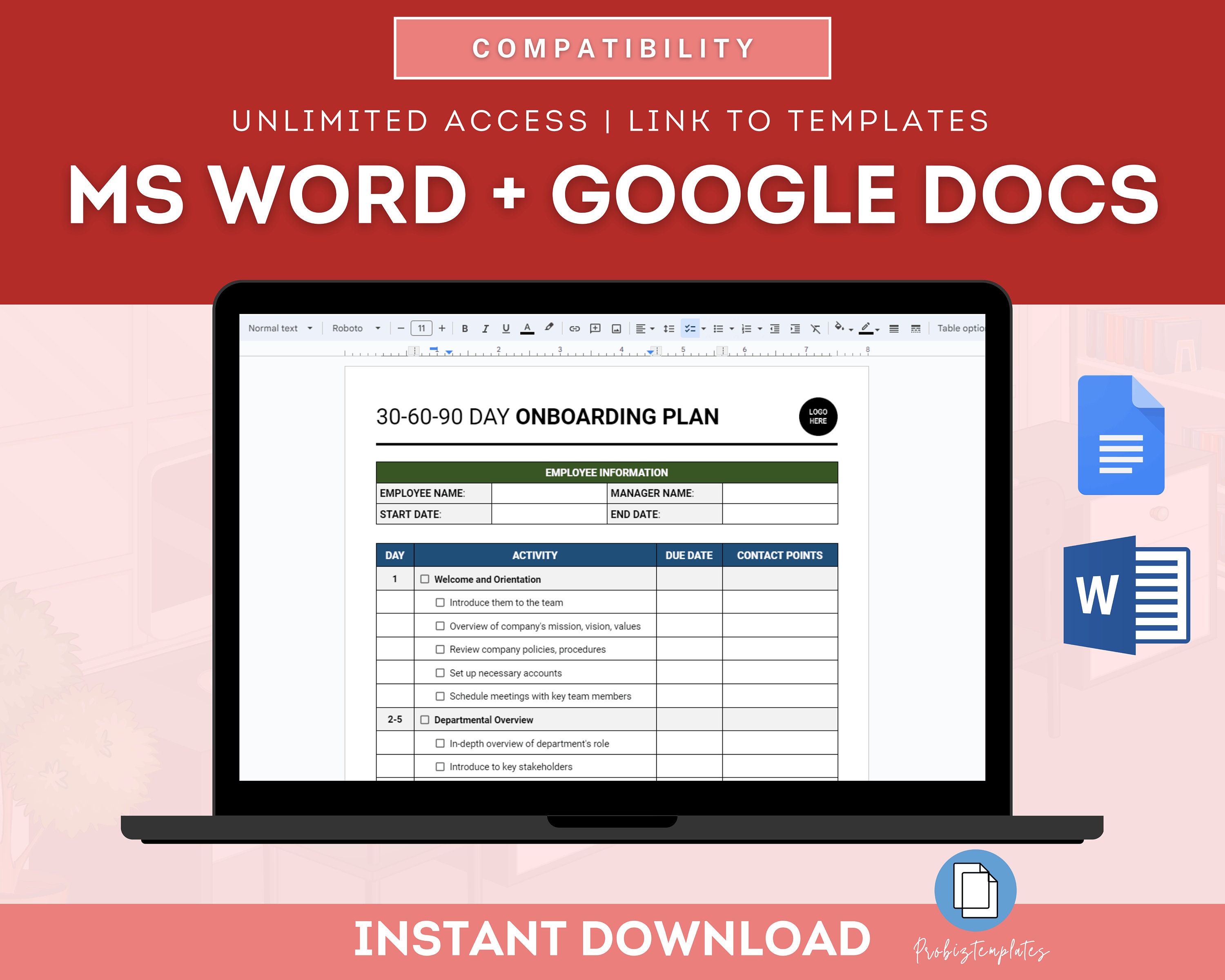 Employee 30 60 90 Day Onboarding Plan Checklist Template, New Hire ...