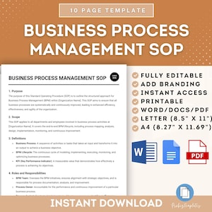 Geschäftsprozessmangement SOP-Vorlage, BPM Standardarbeitsprozedur, Prozessmanagement-Richtlinien, Geschäftsprozess SOP-Vorlage