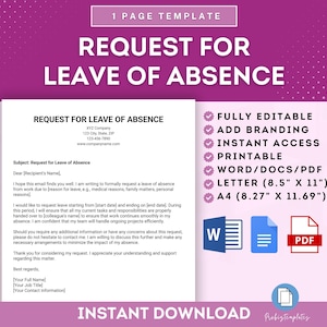 Request For Leave Of Absence Template, Formal Request For Leave Of Absence, Employee Leave Of Absence Request, Leave Of Absence Application