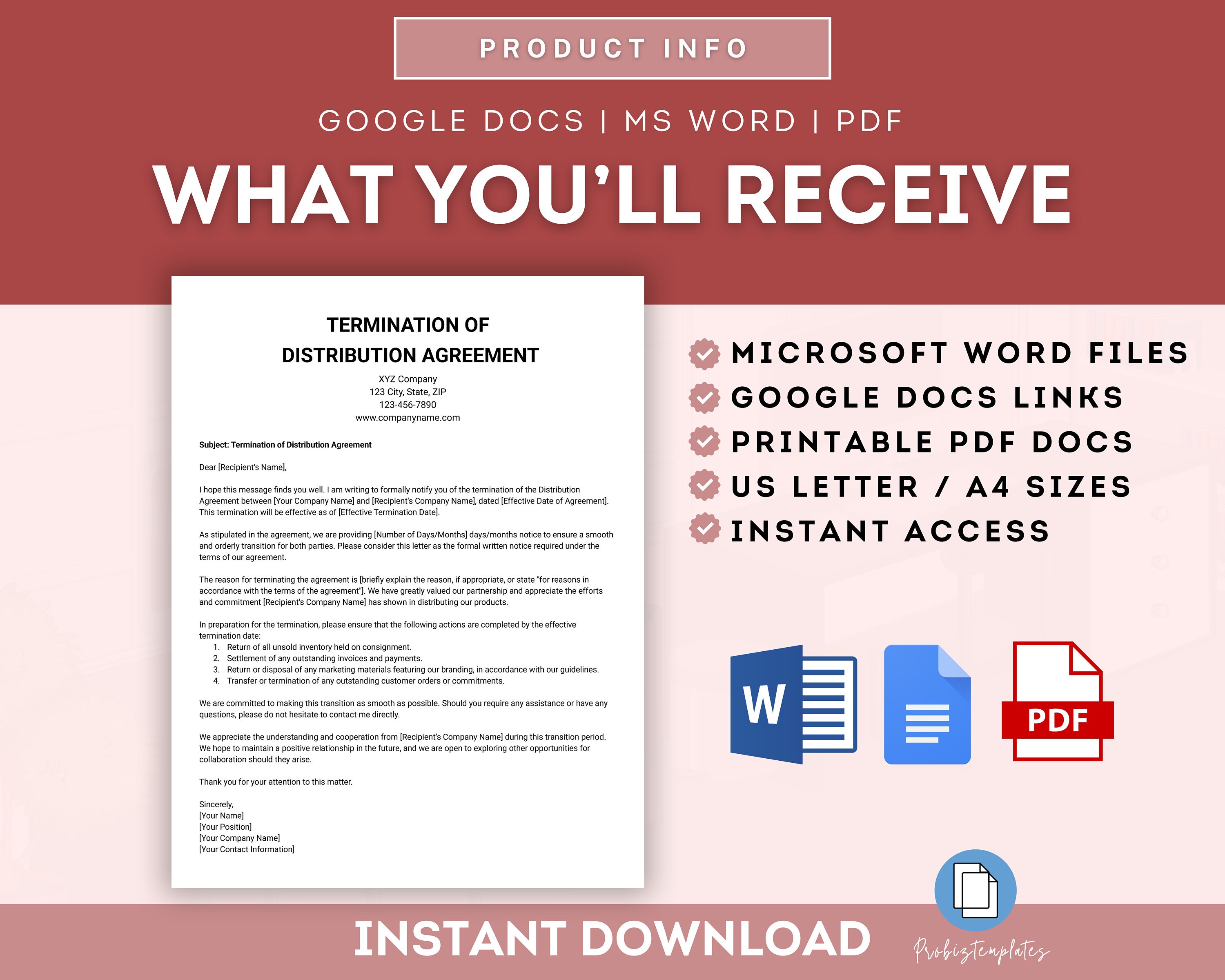 Distrubutor Target Letters Termination of Distribution Agreement Letter, Ending Distribution ...