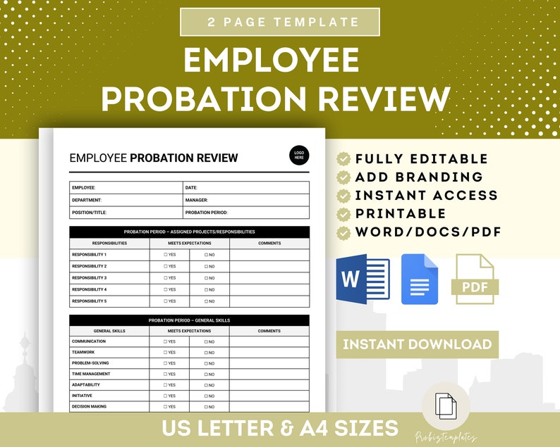 Employee Probation Review Template Employee Performance Review