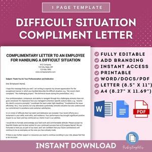 Plantilla de carta de elogio para situaciones difíciles de empleados, reconocimiento del desempeño de los empleados, plantilla de carta de agradecimiento para situaciones difíciles
