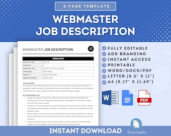Webmaster Job Description, Website Manager Job Description, Site Administrator Job Description, Web Admin Role, Webmaster Responsibilities