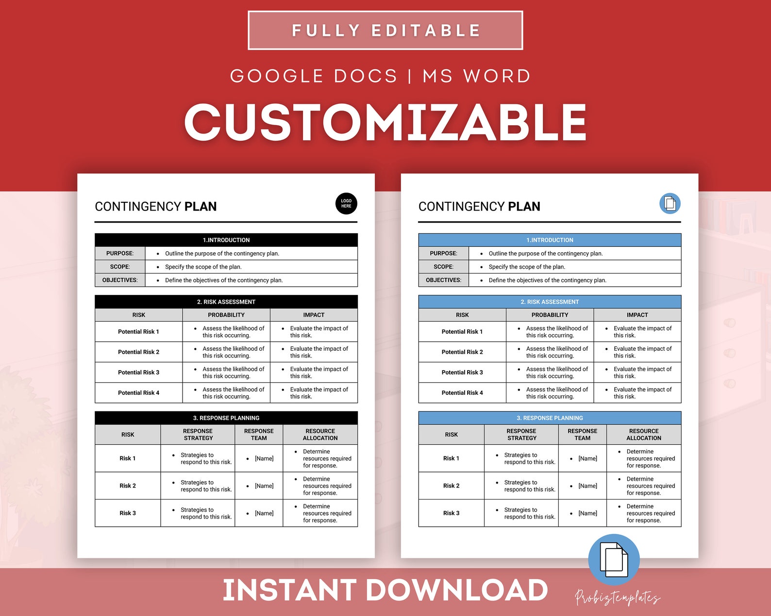 Contingency Plan Template Emergency Response Blueprint Crisis