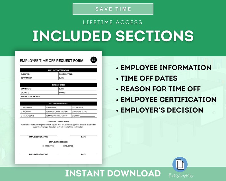 Employee Time off Request Form, Vacation Request Form, Vacation Leave ...