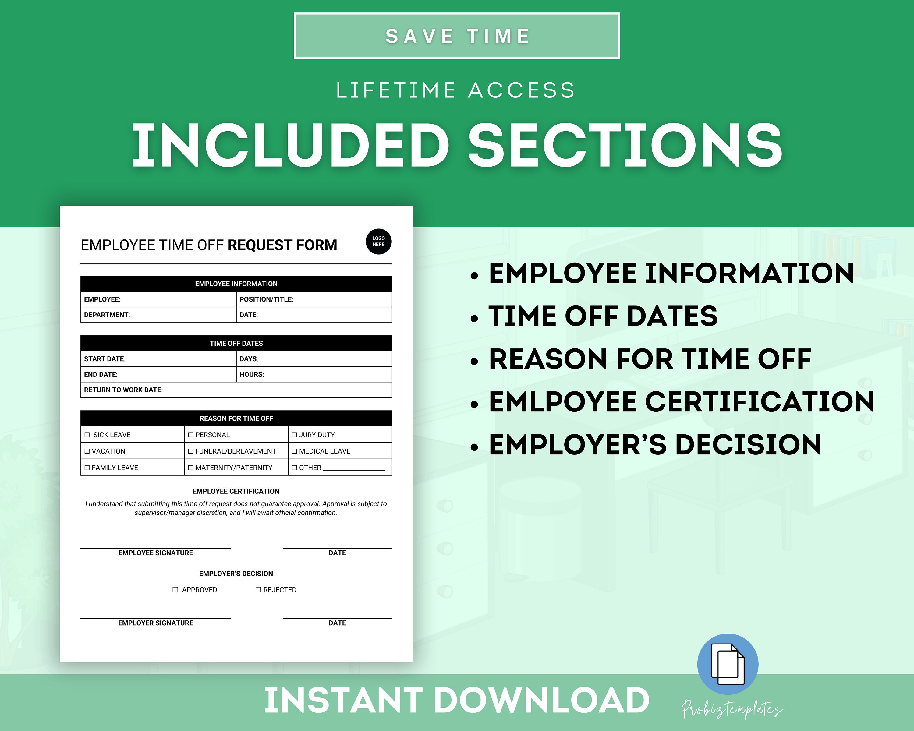 Employee Time off Request Form, Vacation Request Form, Vacation Leave ...