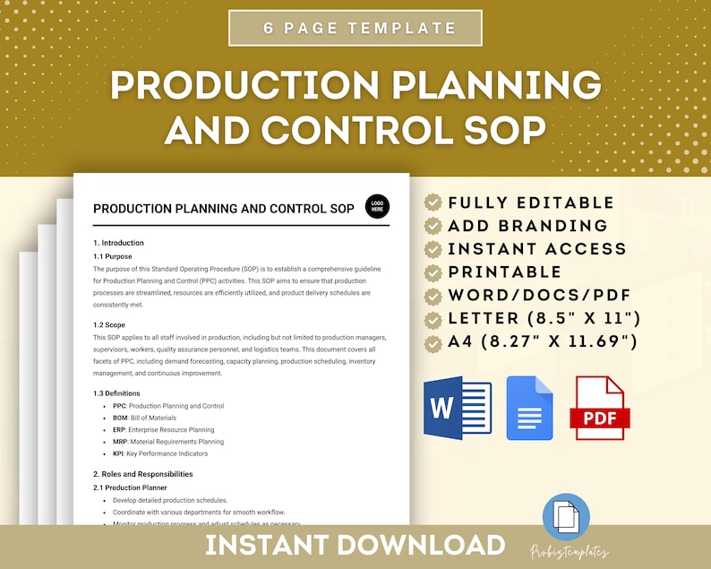 Production Sop Pdf Production Planning and Control SOP, Production Control Standard ...