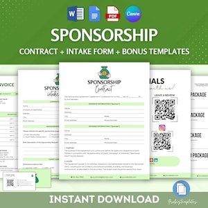 Bundel sponsorcontract, sjabloon merkpartnerschapsovereenkomst, sponsorcontract evenement, marketingsponsordeal, intakeformulier
