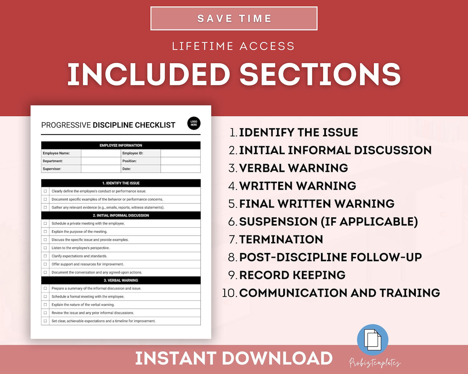 Progressive Discipline Checklist, Employee Discipline Checklist ...