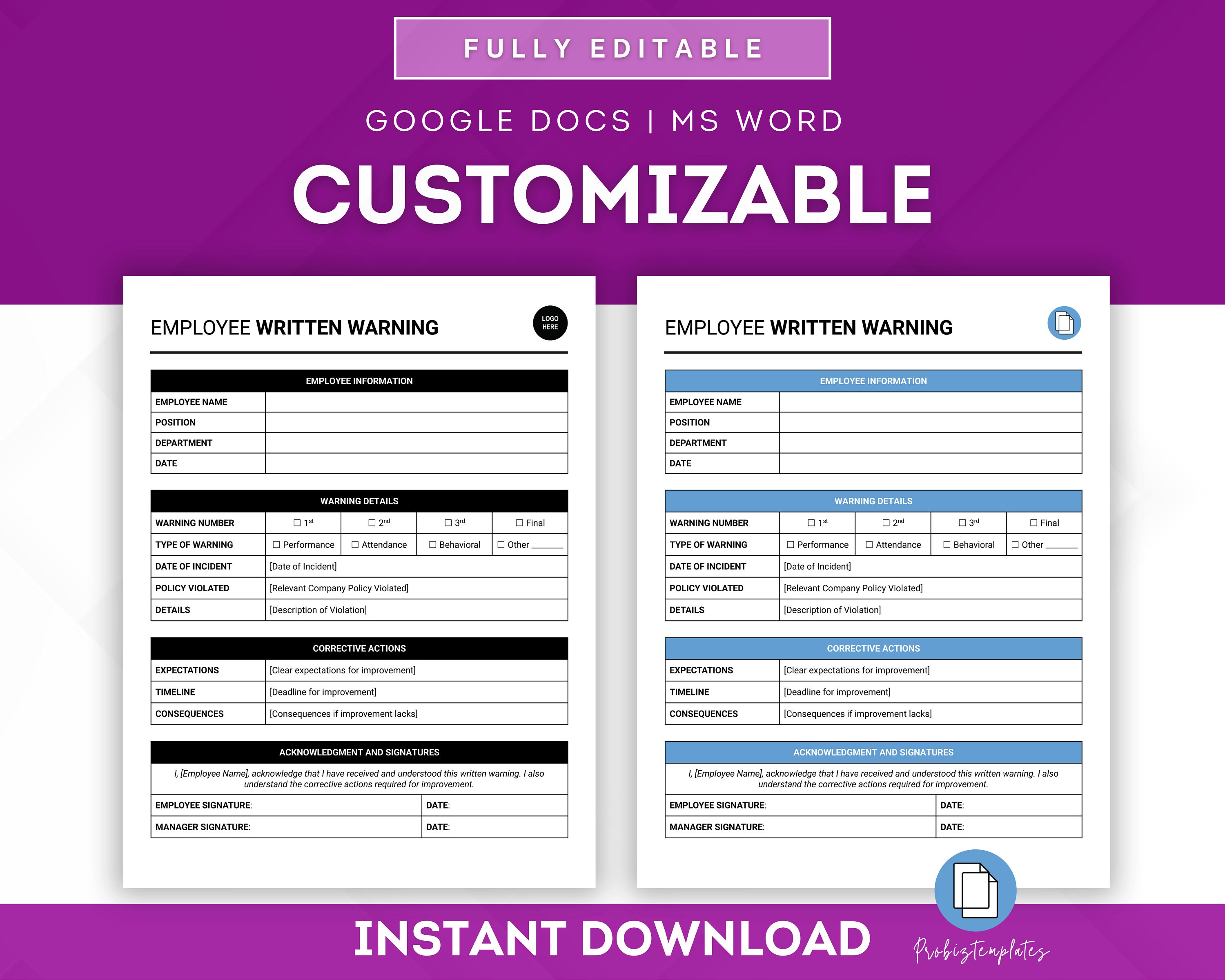 Employee Discipline Forms Bundle, Employee Behavior Conduct Bundle ...